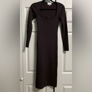 Elegant Black Ribbed Knit Dress